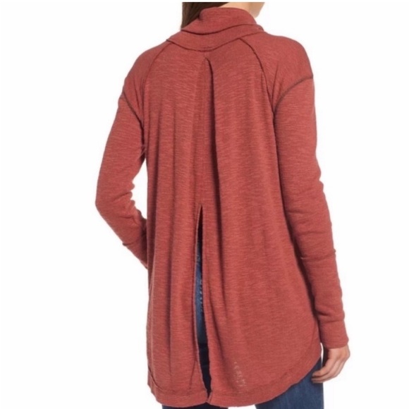 Free People Split Back Turtleneck - Sienna Red size M - Picture 1 of 9